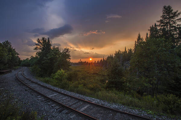 Newhampshire Poster featuring the photograph Sunset over the Railroad Tracks II by White Mountain Images