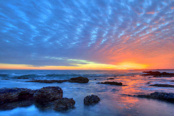 Newport Beach Poster featuring the photograph Sunset Reflections Newport Beach by Cliff Wassmann