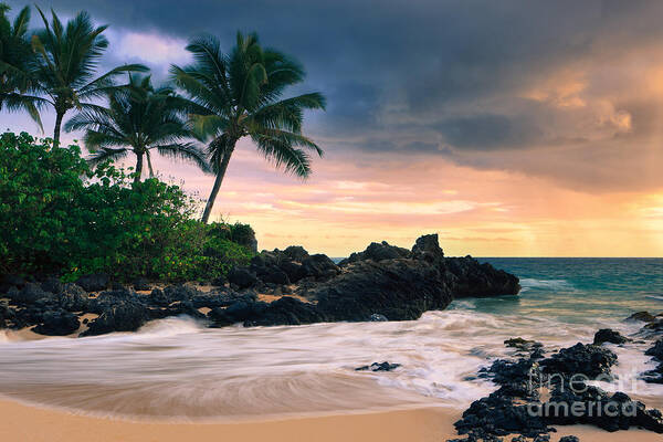 American Poster featuring the photograph Sunset Secret Beach - Maui by Henk Meijer Photography