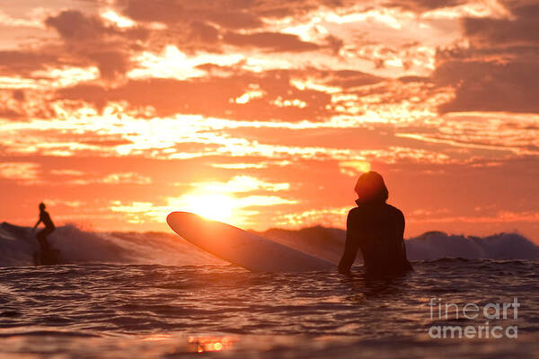 Surfing Poster featuring the photograph Sunset Surf Session by Paul Topp