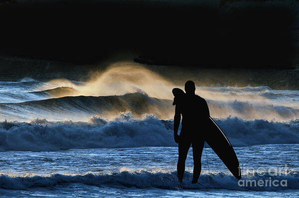 Surfer Poster featuring the photograph Surfer looking at the surf by Dan Friend