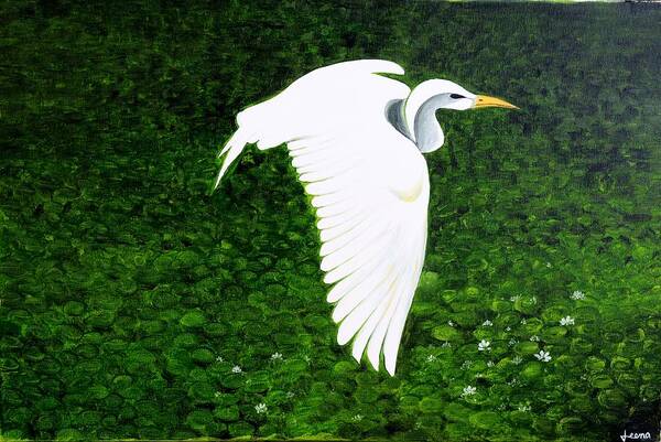  Poster featuring the painting Swan-Oil Painting by Rejeena Niaz