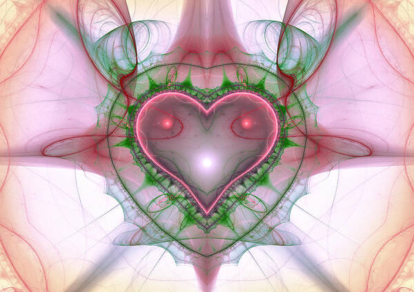 Sweetheart Poster featuring the digital art Sweetheart Fractal by Mary Almond