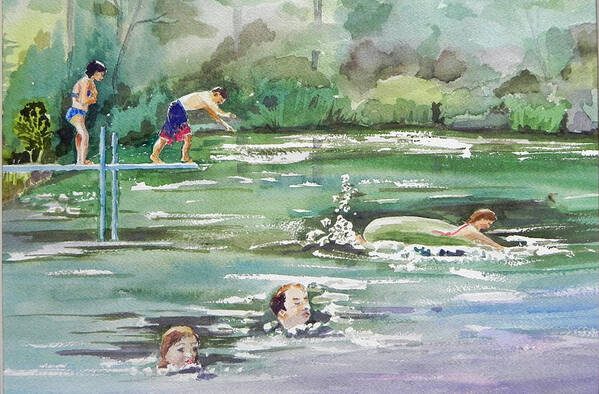 Summer Poster featuring the painting Swim at Little Elk Lake by Christine Lathrop