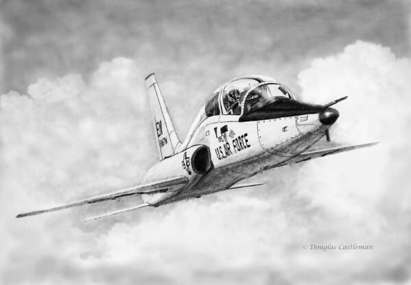 Air Force Poster featuring the drawing T-38 Talon by Douglas Castleman