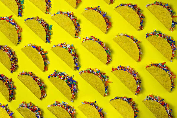 In A Row Poster featuring the photograph Taco Party by Juj Winn