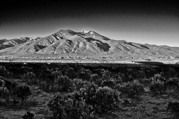Taos Poster featuring the photograph Taos in black and white X by Charles Muhle