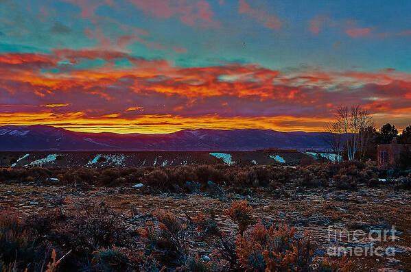 Vivid Poster featuring the photograph Taos Sunrise by Charles Muhle