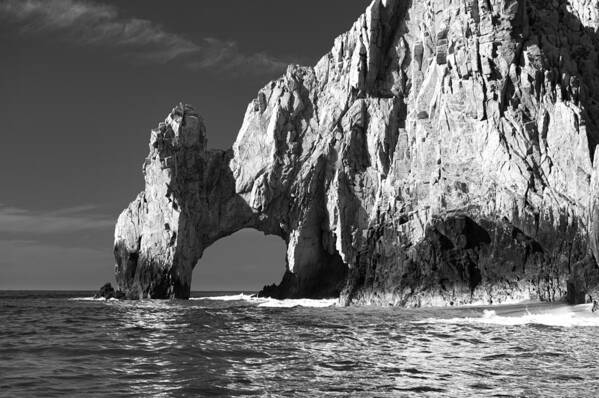 Los Cabos Poster featuring the photograph The Arch Cabo San Lucas in Black and White by Sebastian Musial