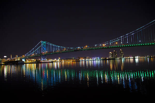 Ben Poster featuring the photograph The Ben Franklin Bridge at Night by Bill Cannon