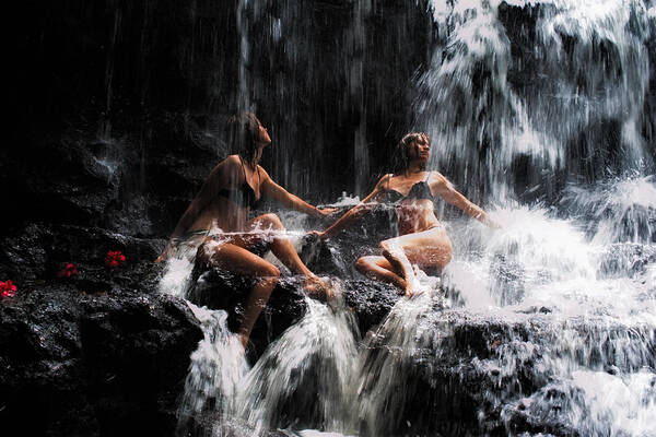 Mauritius Poster featuring the photograph The Birth of the Double Star. Anna at Eureka Waterfalls. Mauritius. TNM by Jenny Rainbow