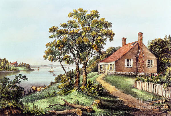 Birth Poster featuring the painting The Birthplace of Washington at Bridges Creek by Currier and Ives
