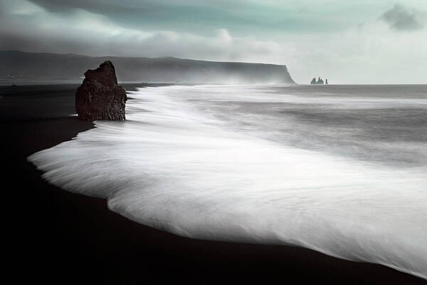 Landscape Poster featuring the photograph The Black Beach by Liloni Luca