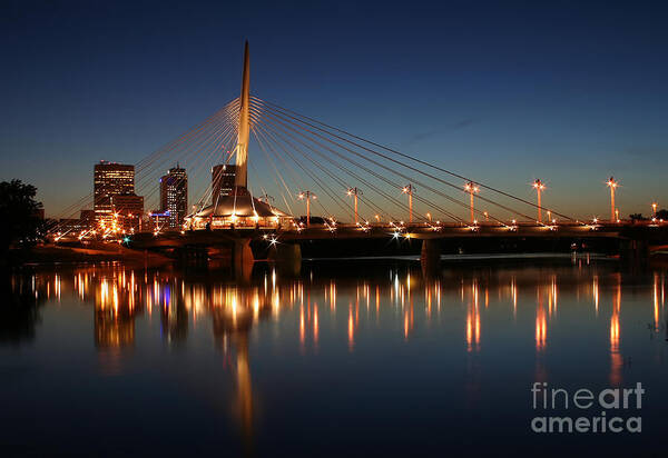 Winnipeg Poster featuring the photograph The Bridge Over Calm Waters by Teresa Zieba