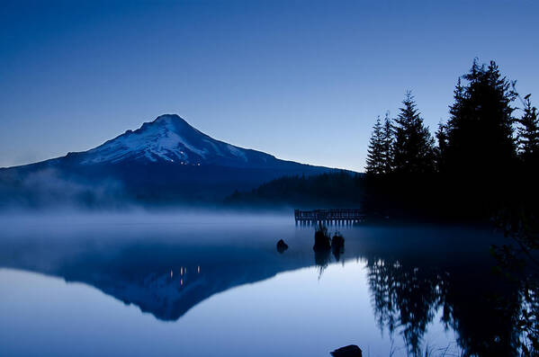 Trillium Lake Poster featuring the photograph The Cold Dawn by Margaret Pitcher