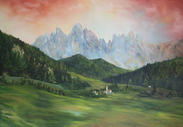 Dolomite Poster featuring the painting The Dolomites Italy by Jean Walker