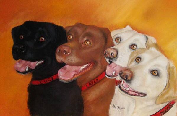 Labrador Poster featuring the painting The Girls by Annamarie Sidella-Felts