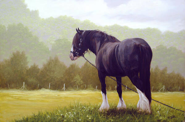 Horse Paintings Poster featuring the painting The grass is greener by John Silver