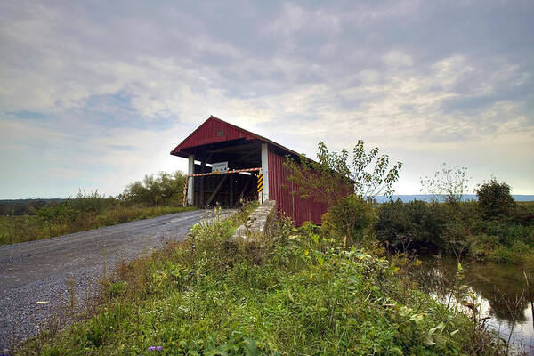 Buffalo Creek Poster featuring the photograph The Historic Hayes Covered Bridge by Gene Walls