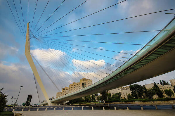 Tranquility Poster featuring the photograph The Jerusalem Chords Bridge by Ilan Shacham