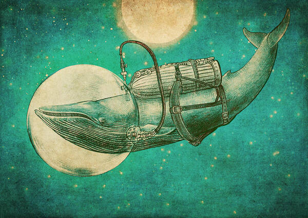 Whale Poster featuring the drawing The Journey by Eric Fan