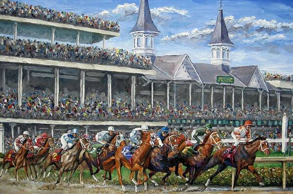 #faatoppicks Poster featuring the painting The Kentucky Derby - Churchill Downs by Mike Rabe