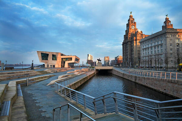 Photography Poster featuring the photograph The Liver Buildings And The New Pier by Panoramic Images