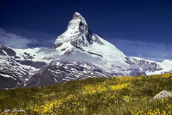 Alpine Poster featuring the photograph The Matterhorn with Alpine Meadow in Foreground by Jeff Goulden