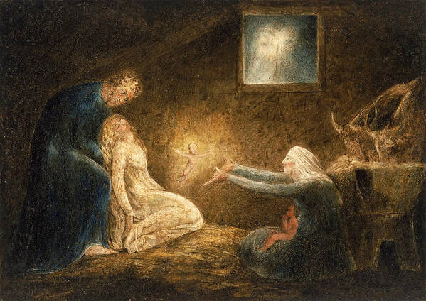 William Blake Poster featuring the painting The Nativity by William Blake