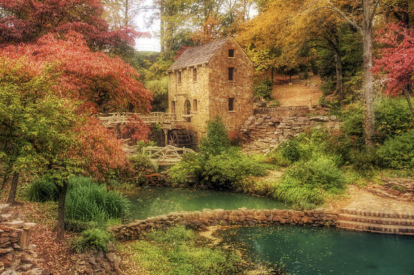 Old Mill Poster featuring the photograph The Old Mill in Autumn - Arkansas - North Little Rock by Jason Politte