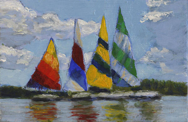 Sunfish Painting Poster featuring the painting The Regatta by David Zimmerman