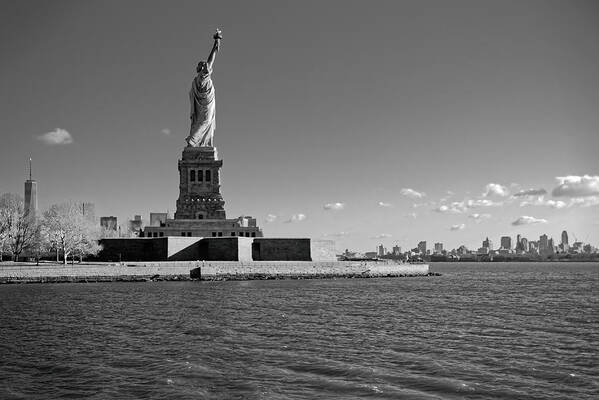  Poster featuring the photograph Statue of Liberty and Freedom Tower by Adam Rainoff