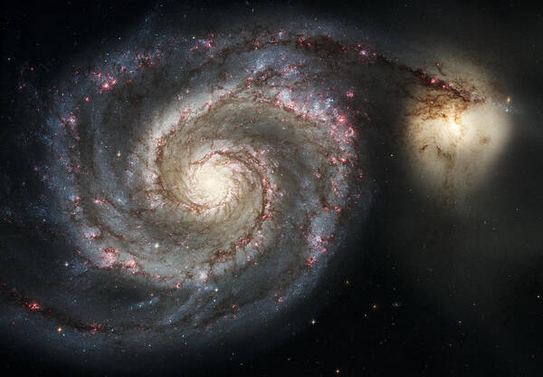 3scape Poster featuring the photograph The Whirlpool Galaxy M51 and Companion by Adam Romanowicz