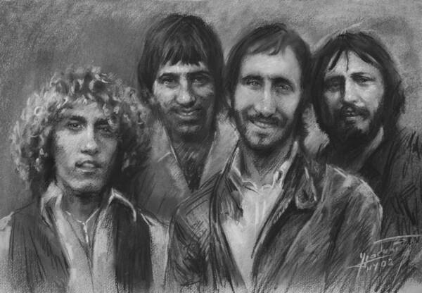 The Who Poster featuring the drawing The Who by Viola El