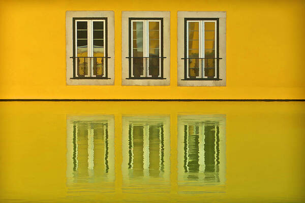 Balcony Poster featuring the photograph Three Windows Reflecting in the Water by David Letts