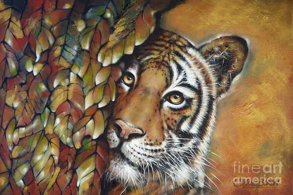 Tiger Poster featuring the painting Tiger 300711 #1 by Selena Boron