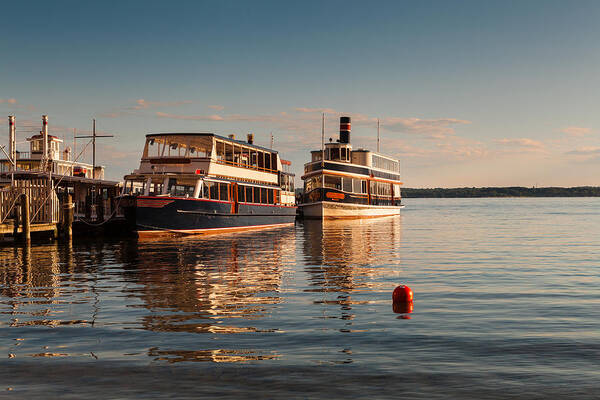 Lake Poster featuring the photograph Tour Boats Lake Geneva WI by Steve Gadomski