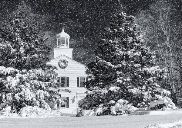 Snow Poster featuring the photograph Town Hall Of Wellfleet In Winter by Darius Aniunas