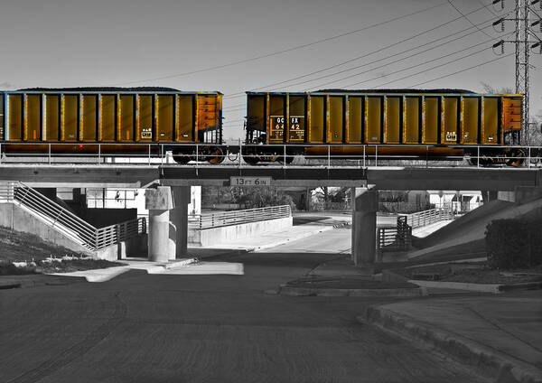 Yellow Poster featuring the photograph Train Cars-Selective Color by Matthew Miller