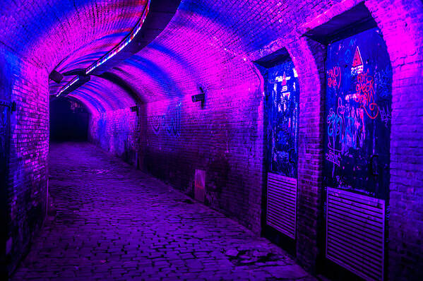 Netherlands Poster featuring the photograph Trajectum Lumen Project. GANZENMARKT TUNNEL 5. Netherlands by Jenny Rainbow