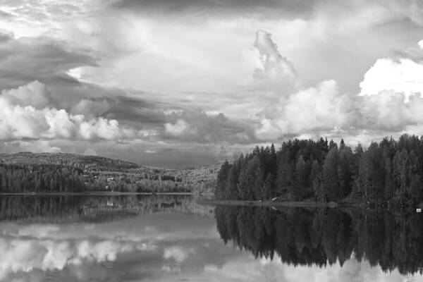 Away From It All Poster featuring the photograph Tranquil summer lake - monochrome by Ulrich Kunst And Bettina Scheidulin