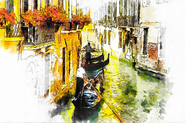 Gondola Poster featuring the painting Tranquillity by Greg Collins