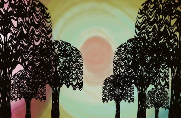 Trees Of Lights Poster featuring the digital art Trees of Light by Christine Fournier