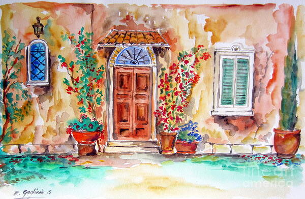 Water Color Poster featuring the painting Tuscan Villa Door Water Color by Roberto Gagliardi