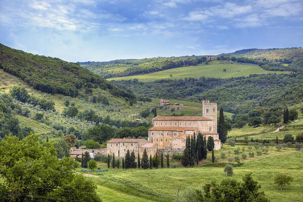 Castelnuovo Dell'abate Poster featuring the photograph Tuscany - Abbazia di Sant'Antimo by Joana Kruse