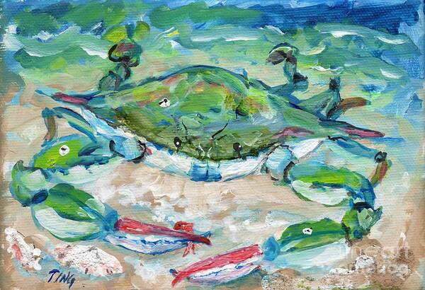 Crabs Poster featuring the painting Tybee Blue Crab mini series by Doris Blessington