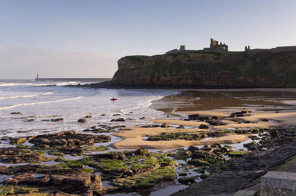 Ancient Poster featuring the photograph Tynemouth priory and castle across King Edwards bay by David Head