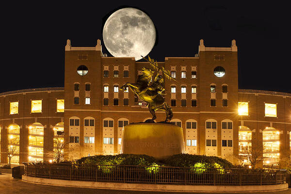Florida State University Poster featuring the digital art Unconquered Doak Campbell Full Moon by Frank Feliciano
