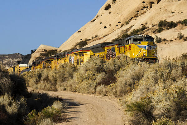 Cajon Pass Poster featuring the photograph Union Pacific Rolling Through the Mormon Rocks by Jim Moss