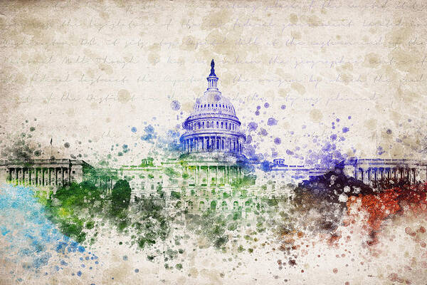 United States Capitol Poster featuring the digital art United States Capitol by Aged Pixel